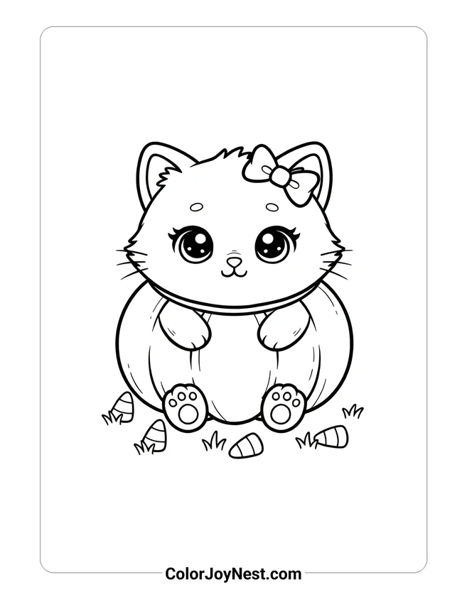 Halloween Kitten Costume Coloring Page