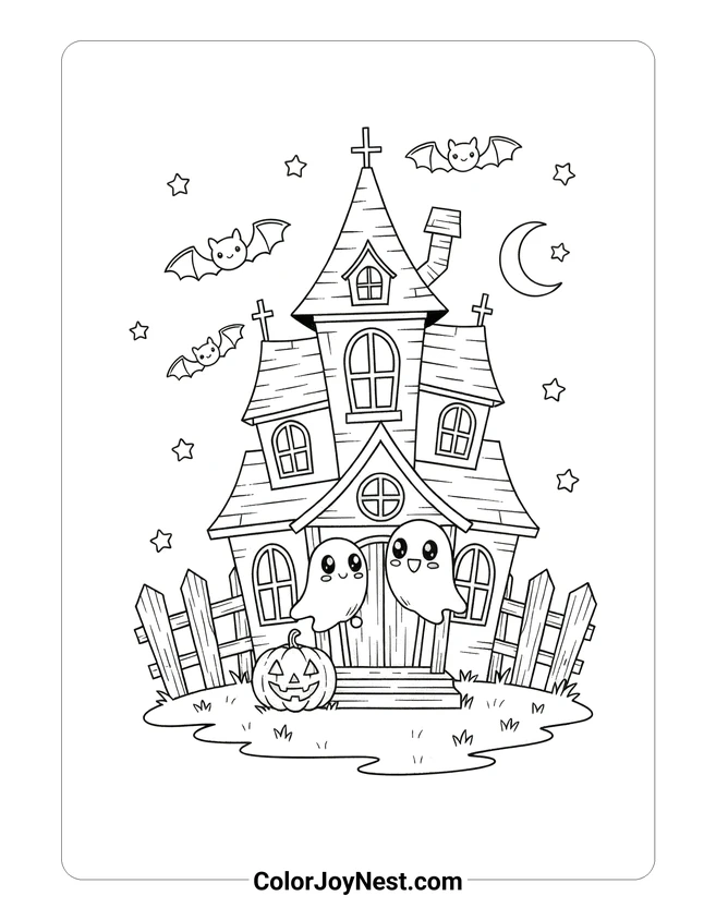 Haunted House Coloring Page