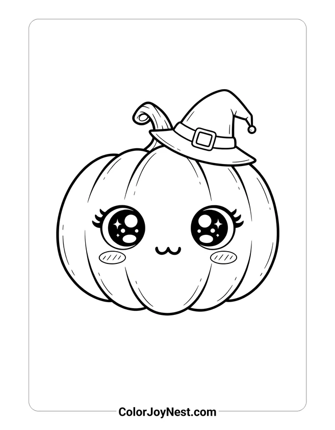 Kawaii Pumpkin Coloring Page