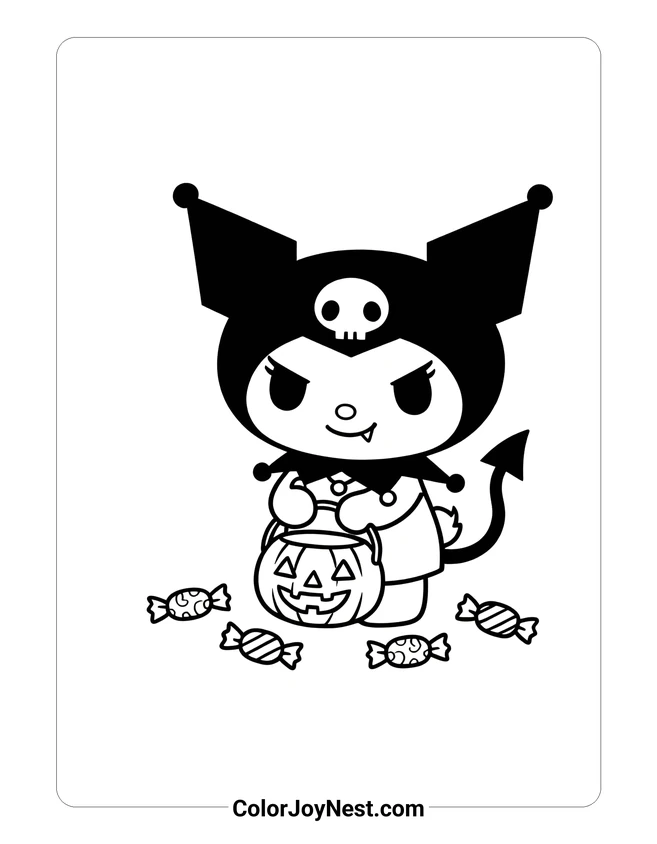 Kuromi Halloween Coloring Page
