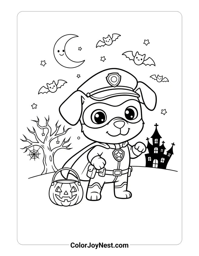 Paw Patrol Chase Halloween Coloring Page