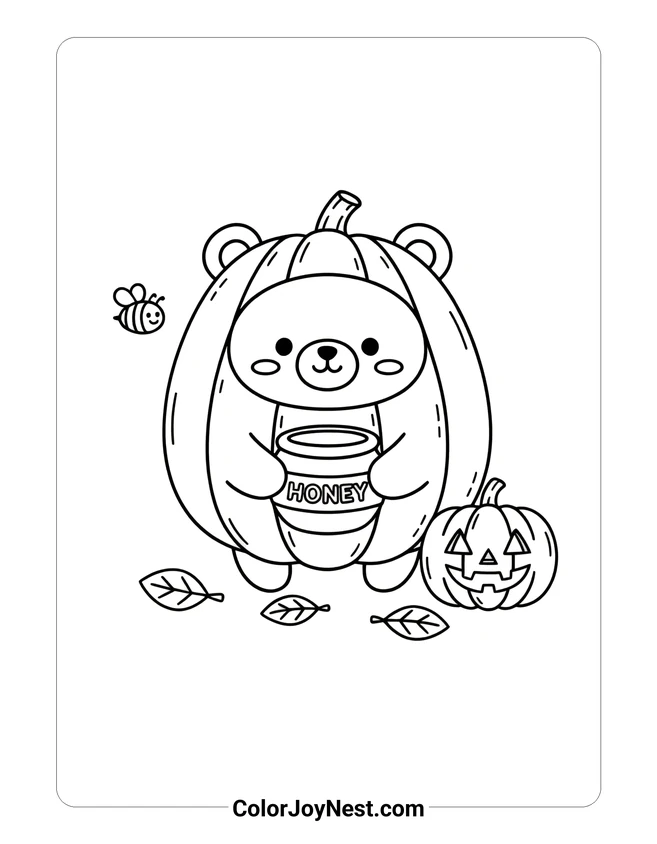 Pooh Bear Pumpkin Costume Coloring Page
