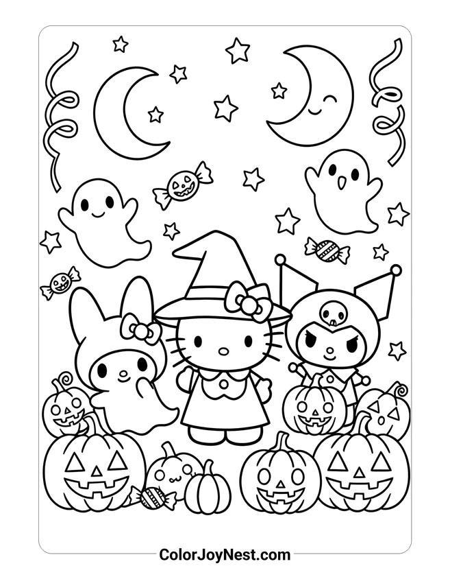 Sanrio Halloween Friends Coloring Page