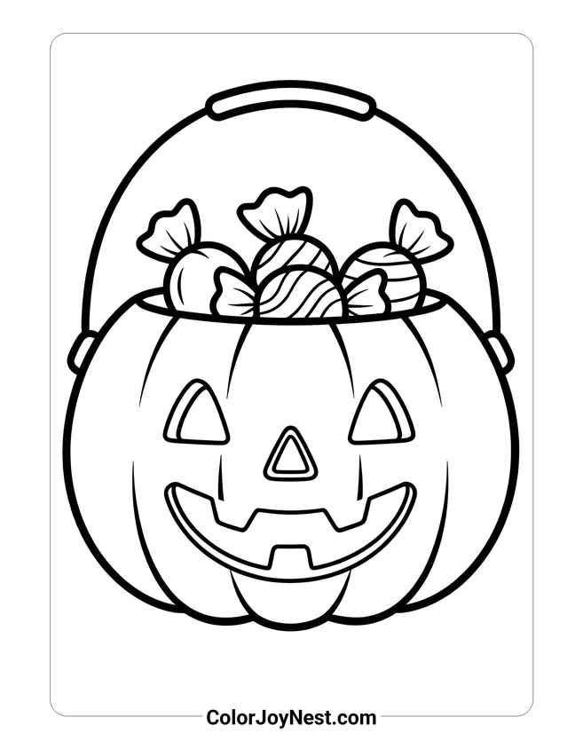 Trick or Treat Candy Bucket Coloring Page