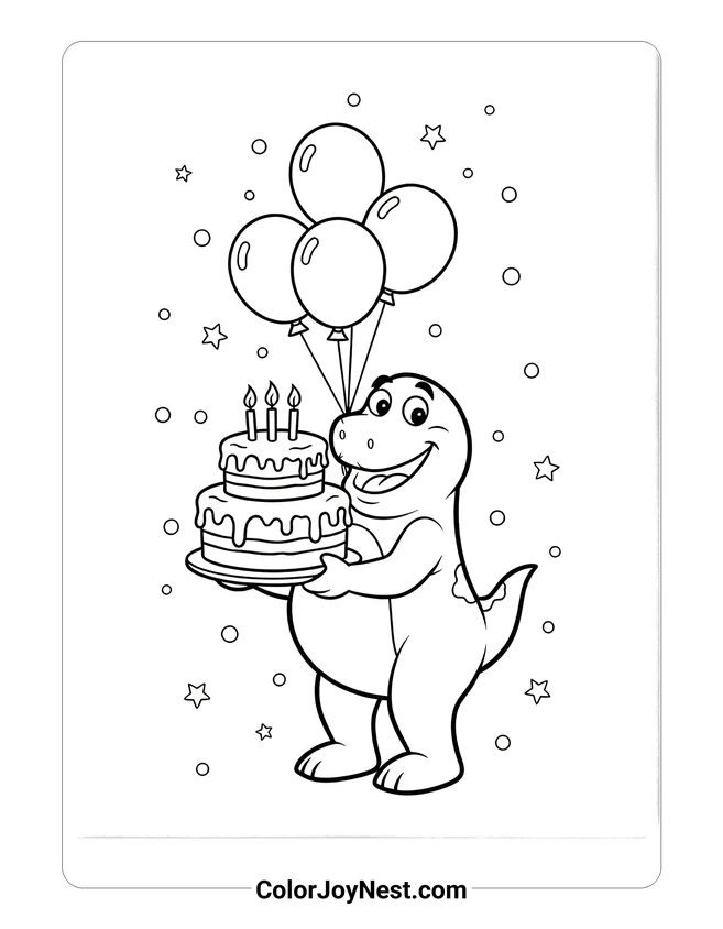 Barney Birthday Coloring Page