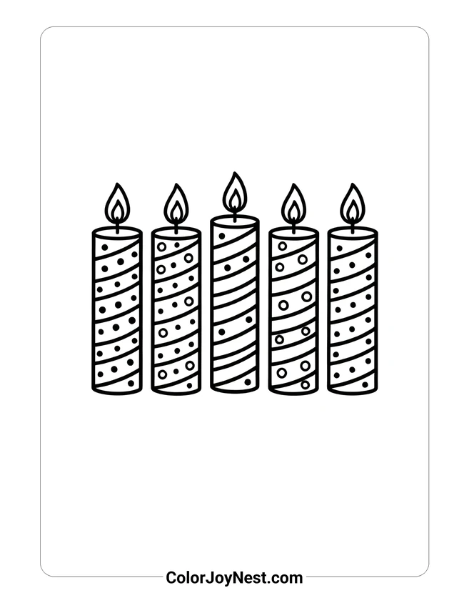 Birthday Candle Row Coloring Page