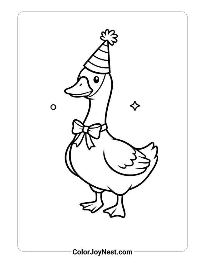 Birthday Goose Coloring Page