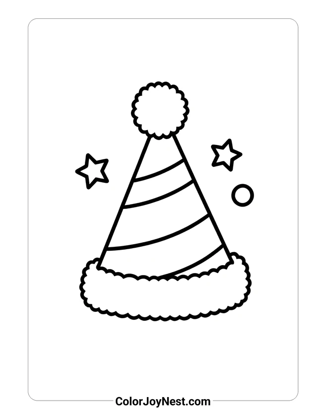 Birthday Party Hat Coloring Page