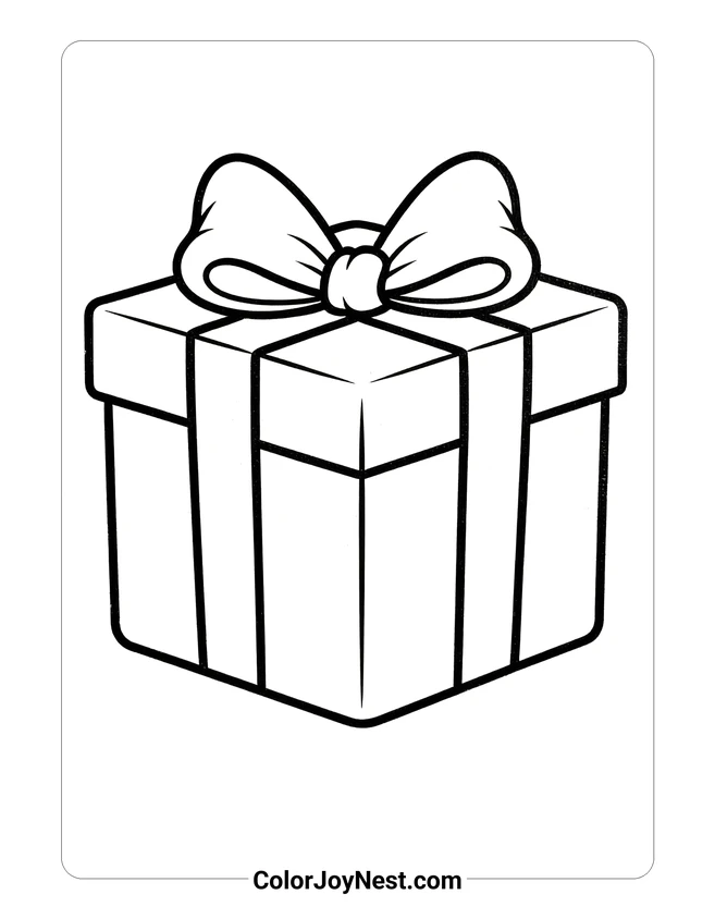 Birthday Present Box Coloring Page
