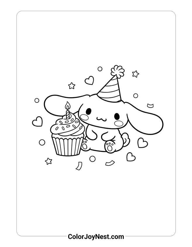 Cinnamoroll Birthday Coloring Page