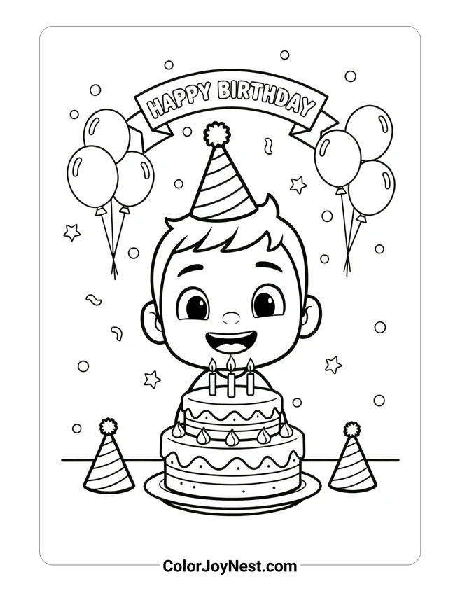 Cocomelon Birthday Coloring Page