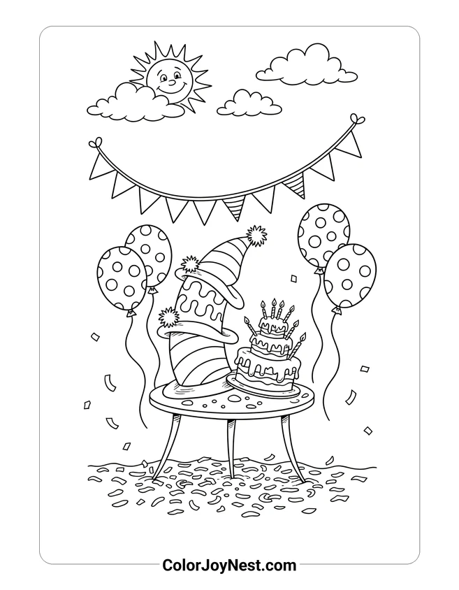 Dr Seuss Birthday Coloring Page