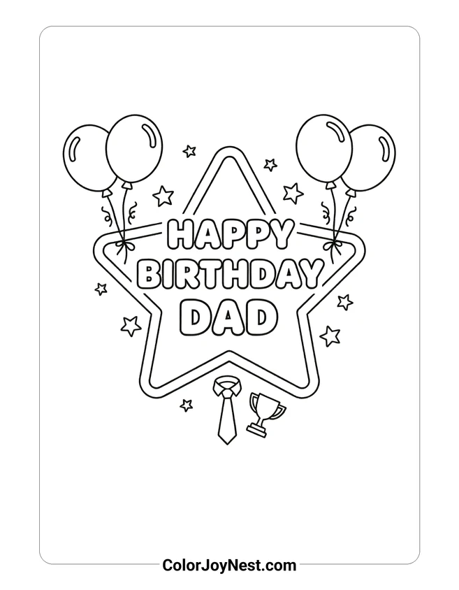 Happy Birthday Dad Coloring Page