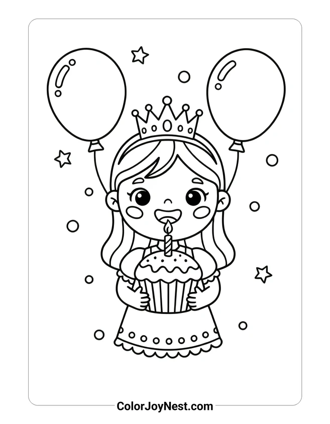 Happy Birthday Girl Coloring Page