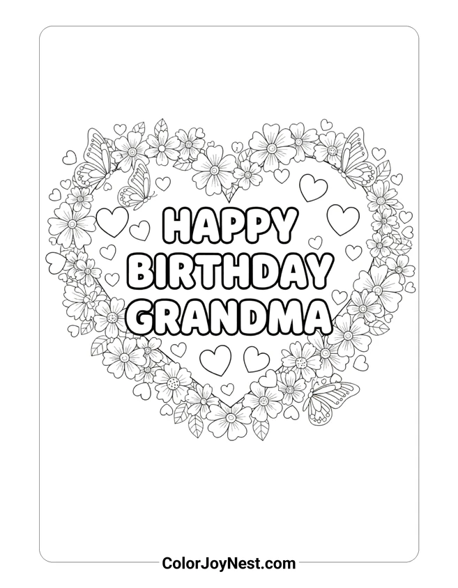Happy Birthday Grandma Coloring Page
