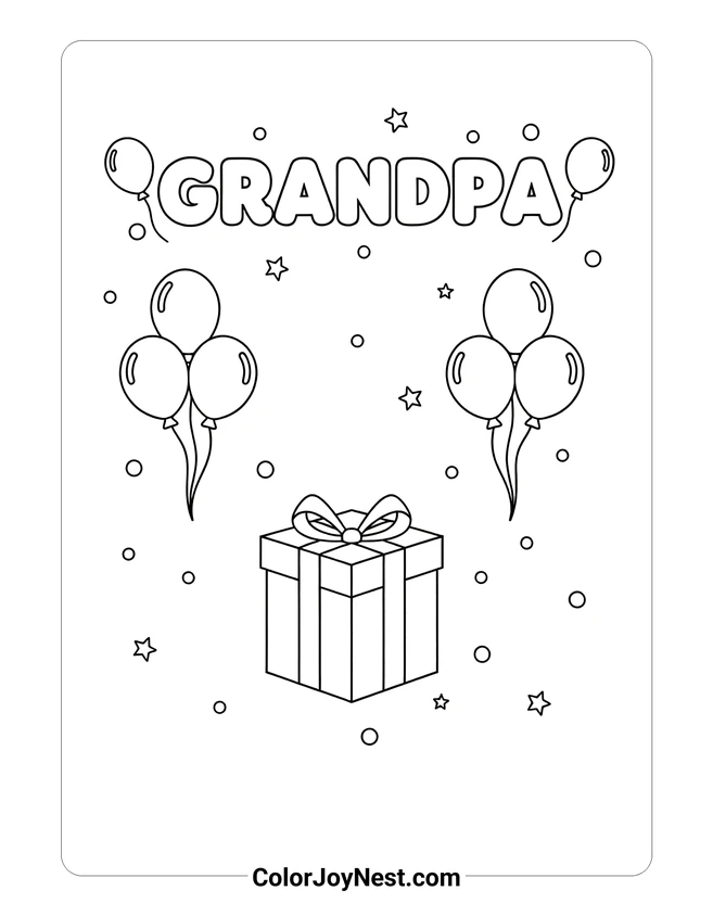 Happy Birthday Grandpa Coloring Page