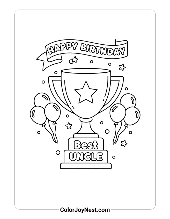 Happy Birthday Uncle Coloring Page