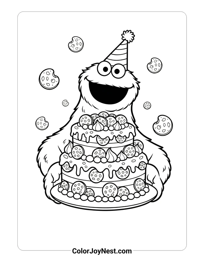 Sesame Street Birthday Coloring Page