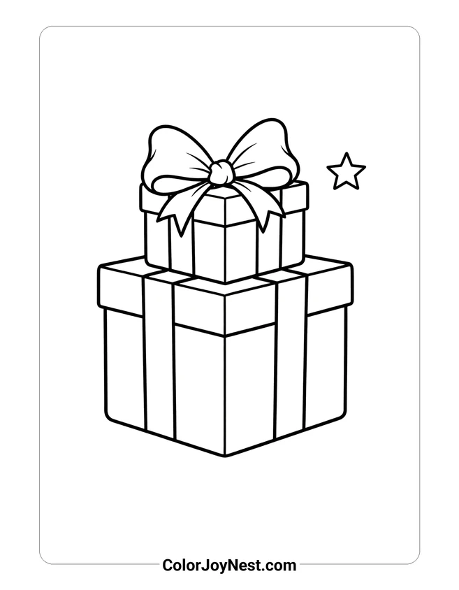 Stacked Birthday Presents Coloring Page