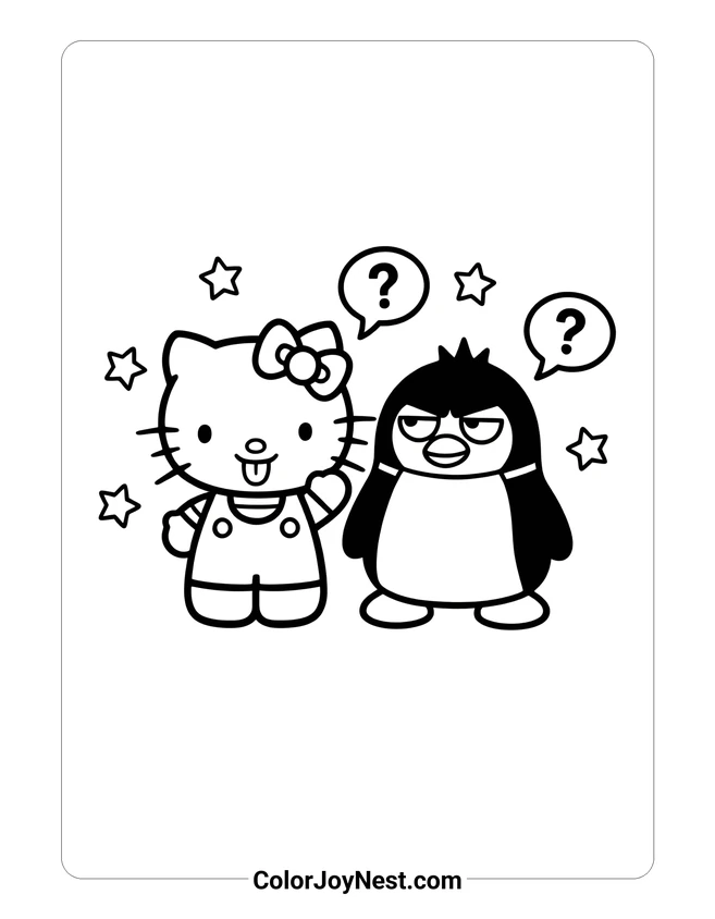 Hello Kitty and Badtz-Maru Coloring Page
