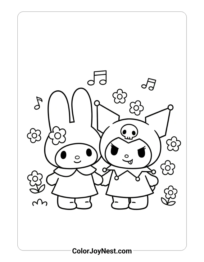 My Melody and Kuromi Coloring Page