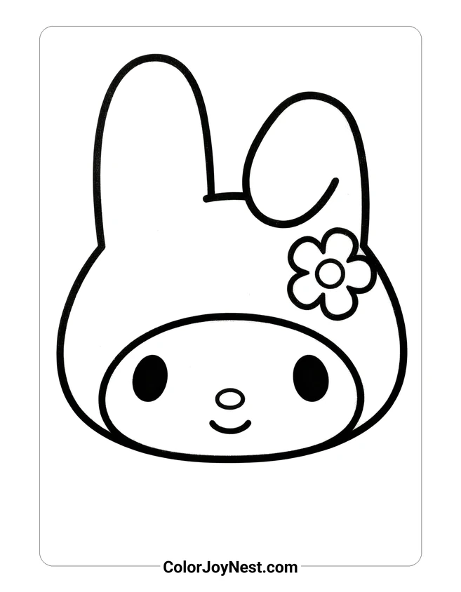 My Melody Face Coloring Page