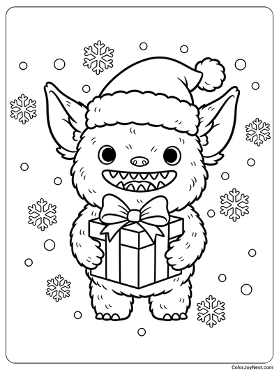 Christmas Labubu Santa Hat Coloring Page