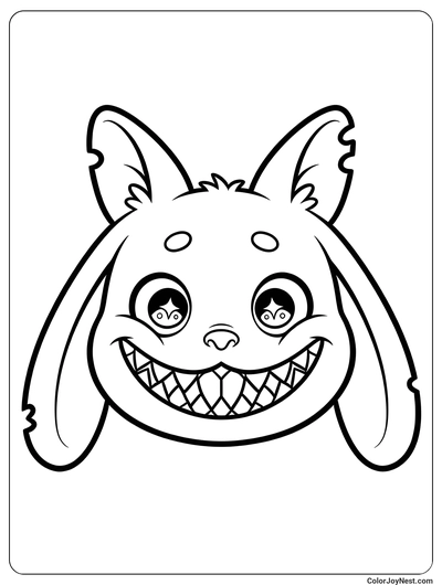 Happy Labubu Face Portrait Coloring Page