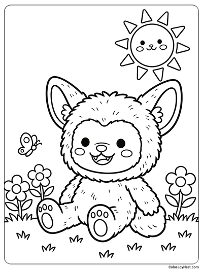Labubu Have a Seat Garden Coloring Page