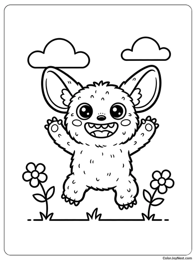 Labubu Meadow Jumping Coloring Page
