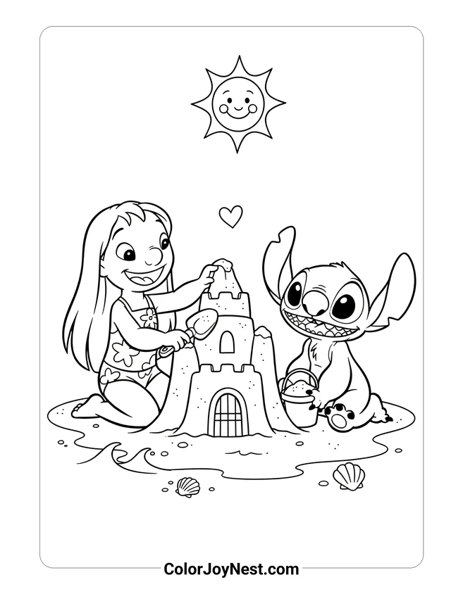Lilo and Stitch Beach Day Coloring Page