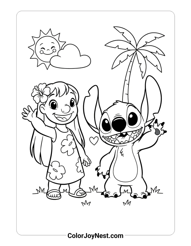 Lilo and Stitch Best Friends Coloring Page