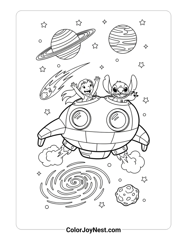 Lilo and Stitch Space Adventure Coloring Page