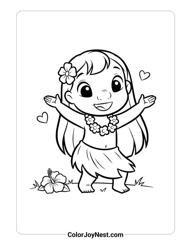 Lilo Hula Dancing Coloring Page