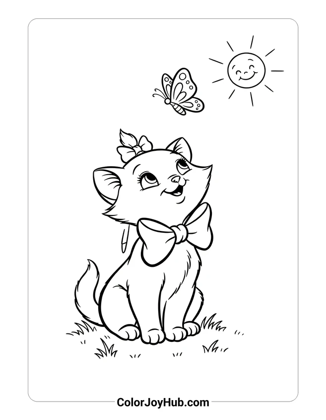 Marie and Butterfly Coloring Page