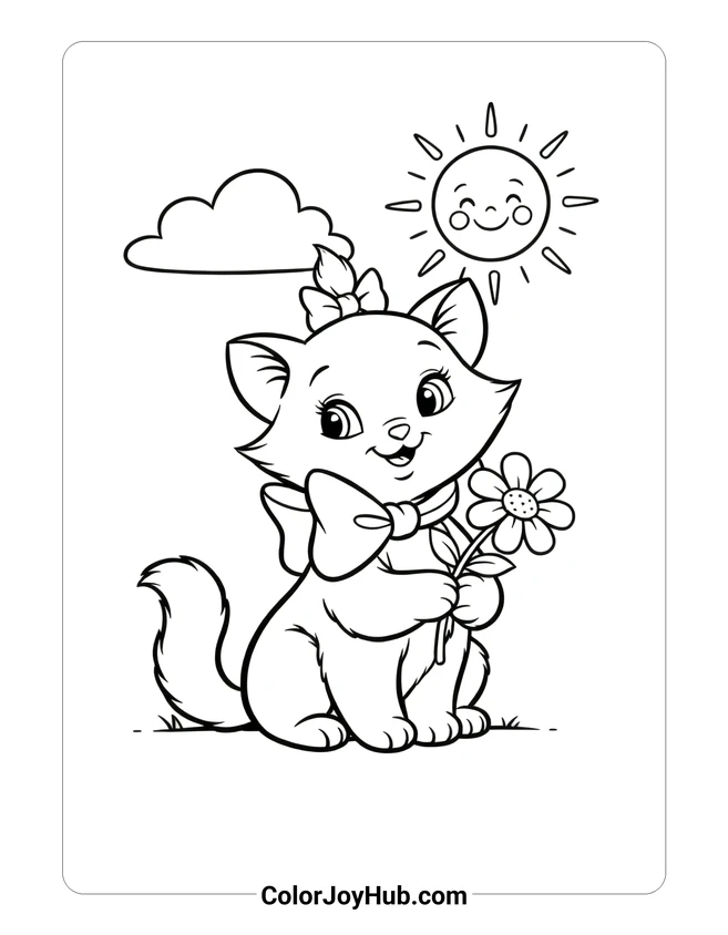 Marie Holding Flower Coloring Page
