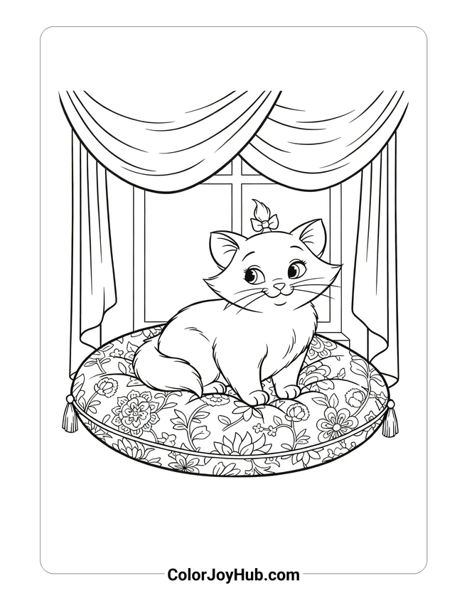 Marie on Cushion Coloring Page
