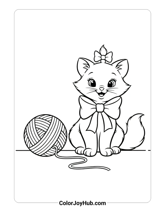Marie with Yarn Ball Coloring Page