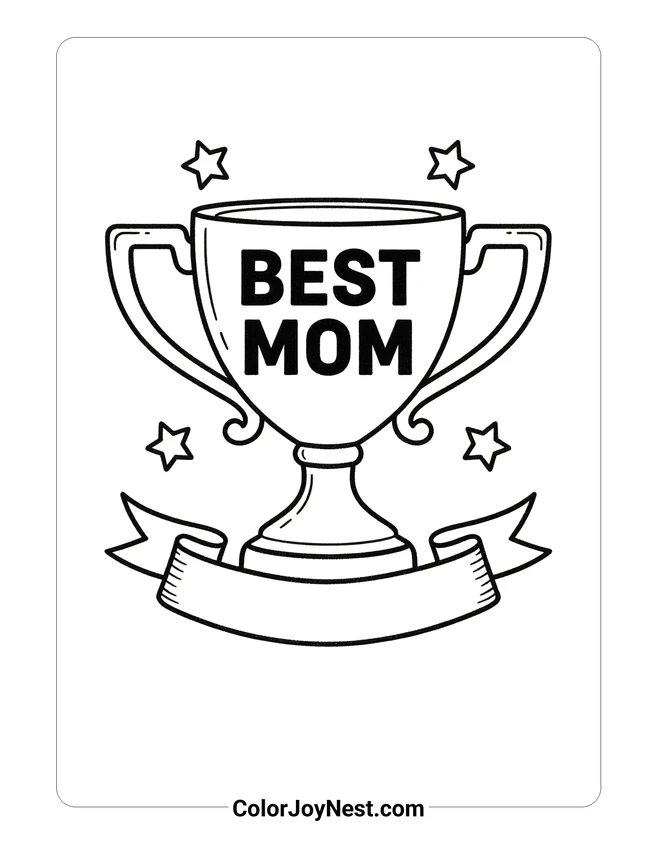 Best Mom Trophy Coloring Page