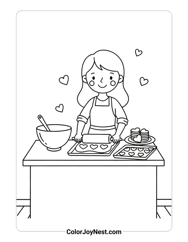 Mom Baking Cookies Coloring Page