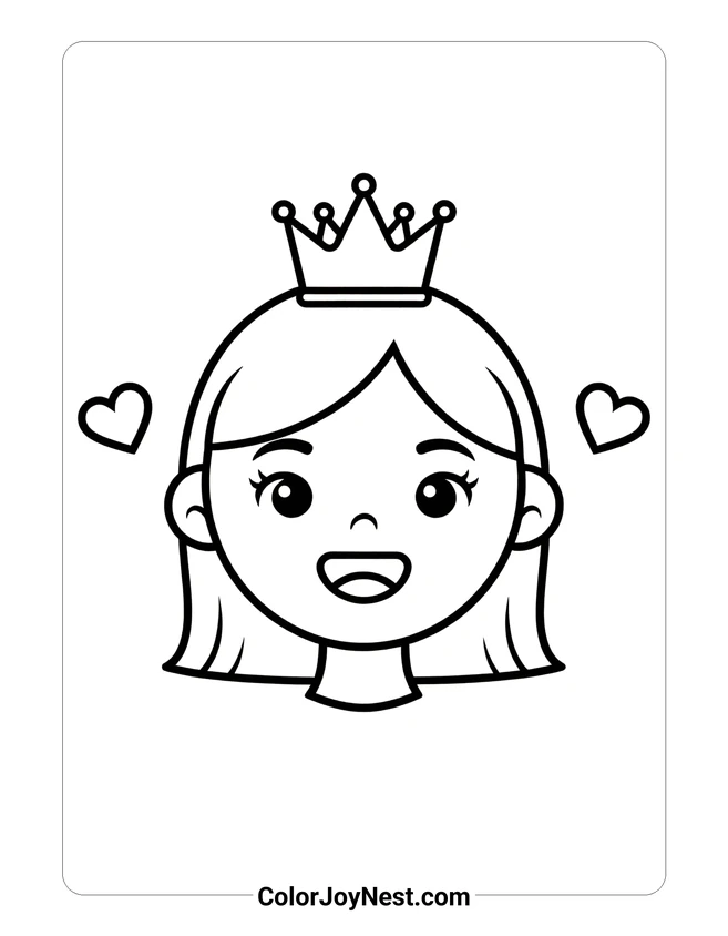 Mom Face with Crown Coloring Page