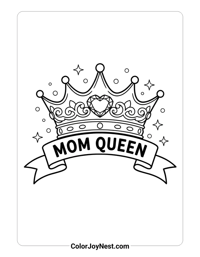 Mom Queen Crown Coloring Page