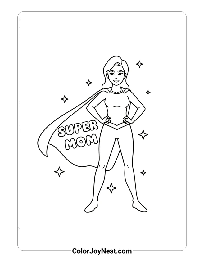Super Mom Cape Coloring Page
