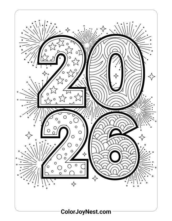 2026 Stars and Stripes Coloring Page