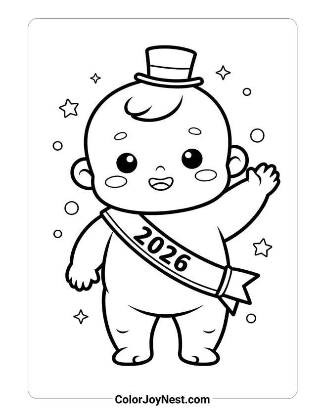 Baby New Year Coloring Page