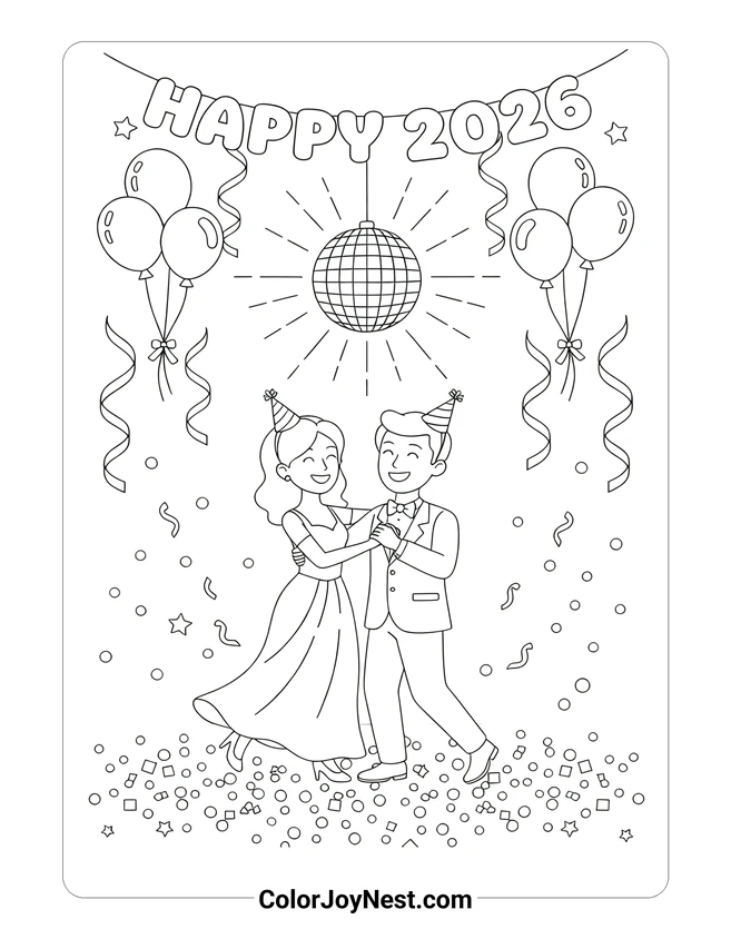 Ballroom Dancing Celebration Coloring Page
