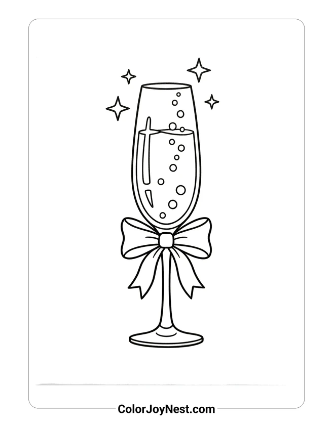 Champagne Glass Bubbles Coloring Page