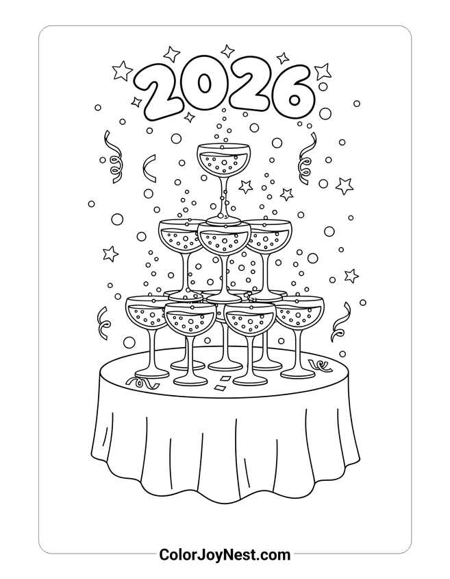 Champagne Tower Coloring Page