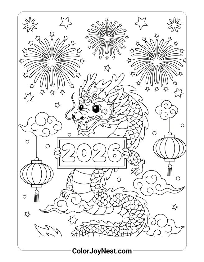 Chinese Dragon Dance Coloring Page