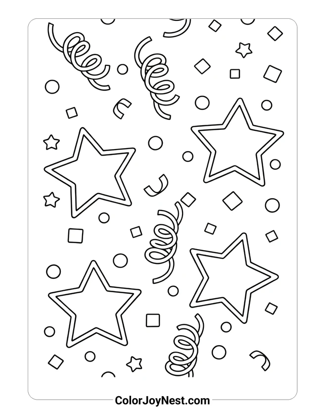 Confetti and Streamers Coloring Page